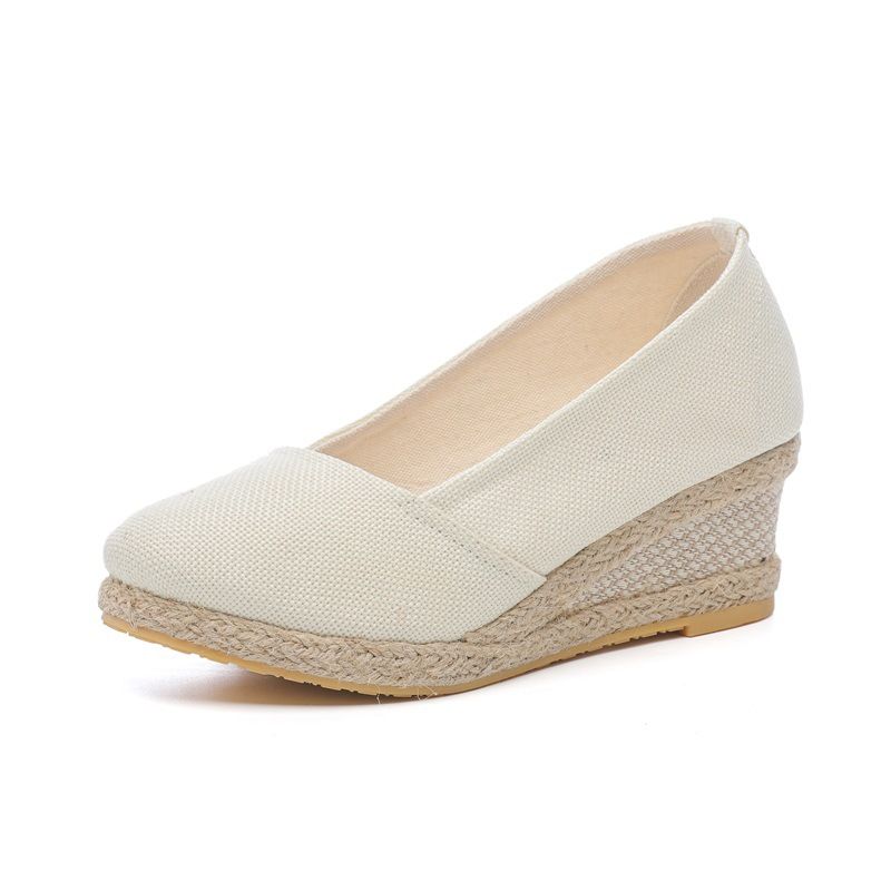 2025 Slope Spring And Autumn New Style Shallow Mouth High Heel Pointed Grass Weaving Single Women's Linen Shoes_vogvips.com