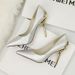 Pumps Pointed Toe Single Women S Wedding Red Bridal Shoes Metal Hollow Suede Stiletto High Heels_vogvips.com