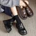 2025 New Women's Loafers Hot-Selling Casual Thick-Soled Black Leather Versatile Work Soft-Soled Single Shoes_vogvips.com