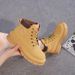 Trendy Hiking All-Season Casual Martin Work British Style Slimming Comfortable Yellow Women's Boots_vogvips.com