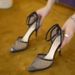 Mesh Pointed-toe Rhinestone Stiletto Hollow-out Women's Shoes, 2026 Summer New Elegant Single-strap High-heeled_vogvips.com