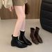 Butterfly Knot Elastic Slim 2025 Autumn Square Toe Chunky Heel Short For Women Back Zipper Slimming Martin Boots_vogvips.com