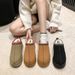 European And American Snow Boots Women's Winter New Fashion One-piece Closed-toe Slippers Platform Thick-soled Furry_vogvips.com