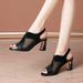 Women’s Shoes Patent Leather Breathable Sandals Women's Chunky Heel Hollow Mesh High Heel Women's Shoes Soft Leather Women's Fish-toe Shoes_vogvips.com