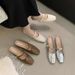 European And American Style Half For Women 2025 Retro Small Square Toe Flat Closed-Toe Slippers Fashionable Outdoor Lazy_vogvips.com