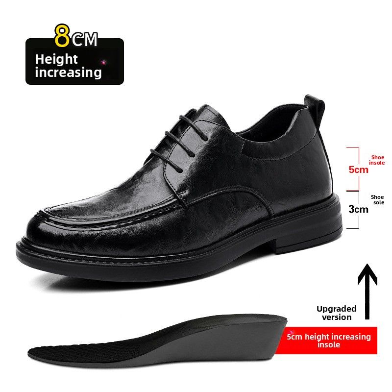 Men's British Style Leather Dress Shoes With 8CM Heel Height For Wedding_vogvips.com
