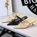 5131-3 Korean-style Lace Half-strap Stiletto Women's Shoes With Pointed Toe, Shallow Cut, Bowknot, Single Strap,_vogvips.com