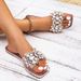 Elegance Plus Women's Square Toe Flat Sandals - Comfortable Diamond Design Summer Slippers_vogvips.com