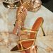 Gold Fashion Women's Shoes Stiletto Slip-On Pointed Toe Decorative Simple High Heel Sandals_vogvips.com