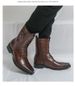 Square-toed British-style Thick-soled Martin For Men, Lace-up Motorcycle Work Boo, Mid-length Trendy Chelsea Short_vogvips.com