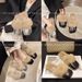 Women's Shoes Large Size Casual Flat Bottom Fur Slippers Autumn And Winter New Style Baotou Bright Leather Warm Fur Slippers_vogvips.com