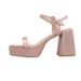High Heel For Women Summer New Satin Elegant Fashionable Open Square Toe Thick Strap Fairy Pink Sandals_vogvips.com