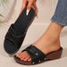 2026 New Cross-Border Women's Thick-Soled Strap Buckle With Wedge Heel And Rivets, Peep-Toe Beach Sandals_vogvips.com