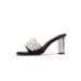 Elegant High Heeled Sandals Open Toe Stiletto Heel Square Pearl Strap Women's Fashionable European American Style Slip-On Slippers_vogvips.com