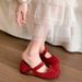 Red Retro Round-toe Shallow Flat Women, 2025 New Spring And Autumn Style, Suitable For Pairing With Skirts, French_vogvips.com