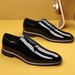 Men's Formal Dress Shoes - Patent Leather Brogue Oxfords With Square Toe For Business & Office Wear_vogvips.com