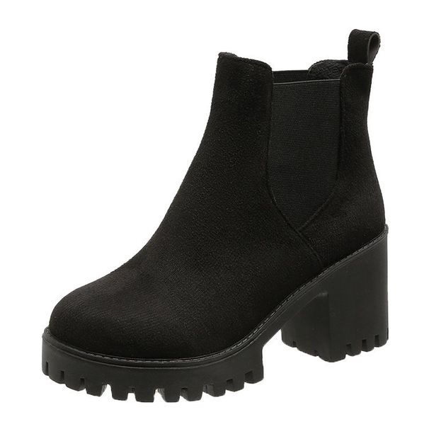 2025 Autumn Winter Single Martin Thick Sole British Style Round Toe Short High Heel Women's Boots_vogvips.com