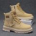 European Warm Series Autumn Winter Martin Outdoor High Top Work Motorcycle Shoes Men's 2025 Height Increasing Thick Sole Ankle Boots_vogvips.com