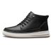 Cowhide Men's Round Head Lace-up Board Shoes Genuine Leather Casual Men's Mid-top Leather Shoes Invisible Inner Height Increase Men's Shoes_vogvips.com
