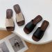 Korean Style Elegant Women's For Outdoor Wear 2025 Summer New Square Open Toe Simple Flat Casual Slide Sandals_vogvips.com