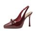 Comfortable Waterproof Platform High Heels, 2026 Summer New French Style Patent Leather Stiletto Pointed Toe Bow-tie Closed-toe Sa_vogvips.com