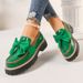 Spring And Autumn Loafers For Women, Large Size Bowknot British Style Leather, Chunky Heel Thick Sole Retro Single_vogvips.com