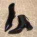High-End Short For Women, Chunky Heel Pointed Toe Martin High Heels, Ankle Boots, Korean Style Black Slim Boots_vogvips.com