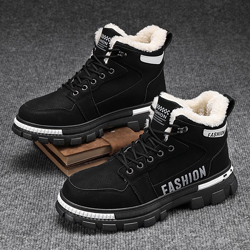European Warm Series Autumn Winter Men's 2025 Martin Boots High-top Casual Warm Fleece Cotton Versatile Fashion Thick-soled Trendy Shoes_vogvips.com