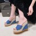 2024 New Fashionable European And American Wedge Sandals, Platform Thick-Soled High-Heeled Open-Toe Women's Slippers In_vogvips.com