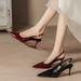 Women's High-heeled Shoes 2026 New Model, Metallic Stiletto Heel, Pointed Toe, Strap Design, Sexy Red Patent Leather_vogvips.com