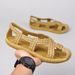 Men's And Women's Summer Retro Woven Sandals Soft Soled Breathable Non-Slip Beach Shoes Rubber Rattan Straw Flat Cool_vogvips.com