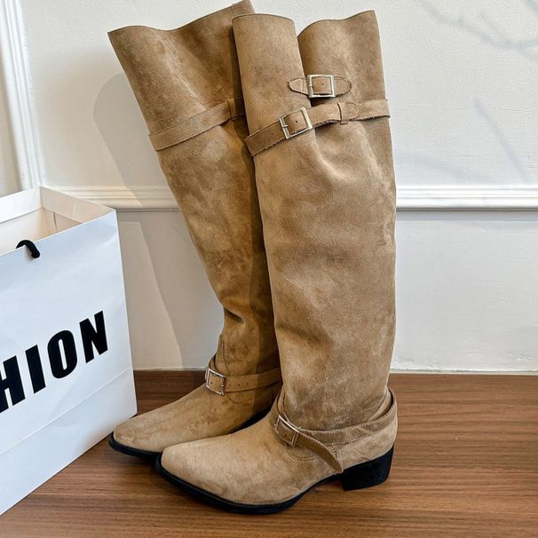 2025 Autumn Winte's Large Tube Suede Hot Girl Over-the-Knee Long Pointed Toe Chunky Heel Slimming Slouch Boots_vogvips.com