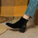 Retro Commuting Style~New Women's Ankle Boots With Matte Finish And Chunky Heel_vogvips.com