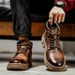 European Warm Series 2025 New Mid-Top Martin For Men British Style Outdoor Yellow With Fleece Lining Warm Work Trendy Men's Cotton Boots_vogvips.com