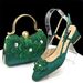 INS Women's Shoes Paired With Dinner Bag Set, Square Toe, Slim Heel Comfortable Hollow Sandals Paired With Flower Bag,For Summer Autumn Spring_vogvips.com