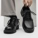 ShoeVault Unique Style For Men Paris British Black Height-Increasing Korean Derby Versatile Casual Non-Slip Leather Shoes_vogvips.com