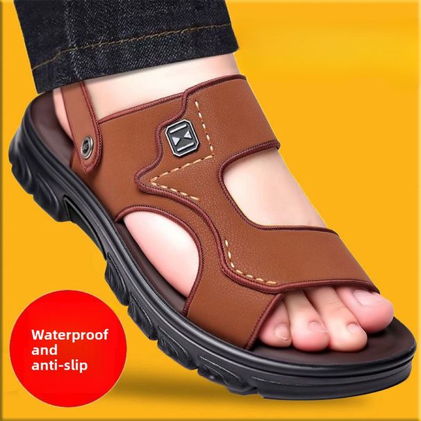 Men's Sandals, Imitation Cowhide Shoes, Summer 2026, Non-slip, Waterproof, Outdoor Wear, Men's Dual-use Upgraded Version_vogvips.com