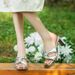 French Square Head Open Toe Pleated Thick Heels Wearing Slippers Women's Summer High Heels Dry Silver High Heels Flip-flops_vogvips.com