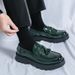 Men's Classic Brogue Loafers - Slip-On Business Casual Shoes With Thick Sole For Summer, Round Toe, PU Leather Upper, Rubber Sole, Low-Cut Comfortable_vogvips.com