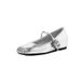 2026 Silver Inner Heightening Women's Single Spliced Round Toe Soft Sole Flat Bottom Ballet With Straight Line Mary Jane_vogvips.com