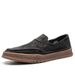 Straight Bean Leather, One Foot, Men's Lazy Shoes, Trendy And Fashionable Thick Soled Loafers_vogvips.com