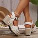 Women’s Shoes Summer New Thick Heel Buckle Metal Buckle Sandals One Strap Beach Sandals_vogvips.com