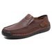 Hollowed-Out Hand-Stitched Men's Shoes, Outdoor Casual Shoes, Flat Leather Shoes On One Foot, Low-Top Large-Sized Loafer_vogvips.com