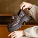 2025 New Women's Loafers Hot-Selling Casual Thick-Soled Black Leather Versatile Work Soft-Soled Single Shoes_vogvips.com