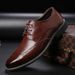 Men's Pointed Toe Glossy Leather Brogue Shoes Comfortable Dress Shoes Large Size_vogvips.com