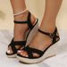 Auntie Style Cross Buckle Rope For Comfortable Summer. New Wedge Sandals With Exposed Toes_vogvips.com
