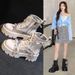 Perforated Martin For Women, Summer Thin Breathable Thick-Soled Mesh 2024 New British Style Lace-Up Short Bo, Cool_vogvips.com