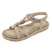 W676-4 New 2025 Spring Summer Wooden Bead Buckle Rhinestone Casual Fashion Thai Beach Flat Sandals For Women_vogvips.com