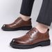 Euro Step Spring And Autumn Business Formal Leather For Men, Soft Sole Groom Wedding Brogue Casual Shoes_vogvips.com