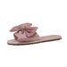 French Sweet Bow Satin Bridal Sandals Spring Summer Bridesmaids Non-Slip Household Slippers For Morning Robes Wear_vogvips.com